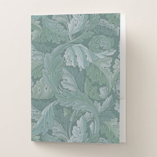 William Morris Acanthus Leaf Teal Blue Pattern Pocket Folder