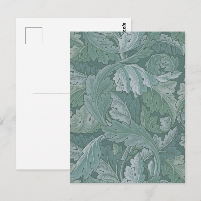 William Morris Acanthus Leaf Teal Blue Pattern Postcard (Front/Back)