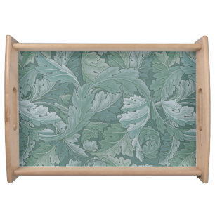 William Morris Acanthus Leaf Teal Blue Pattern Serving Tray