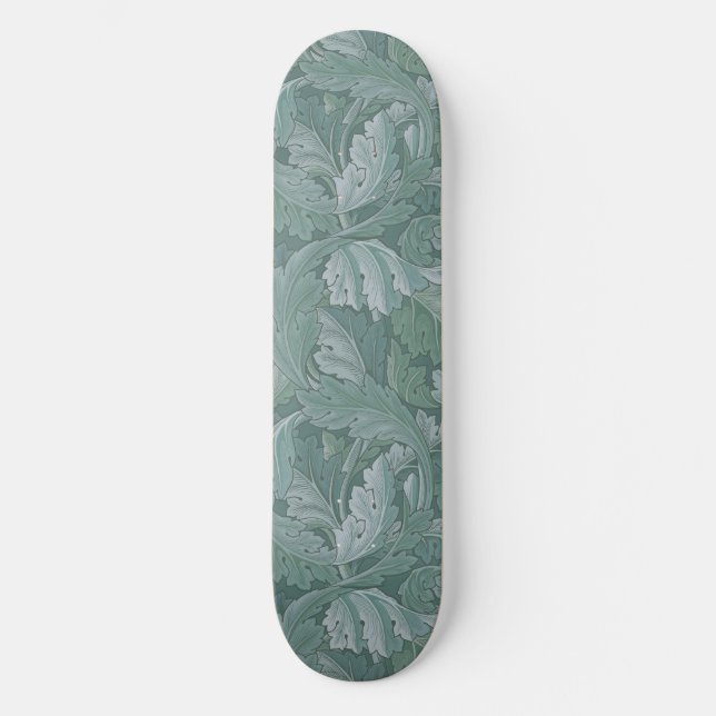 William Morris Acanthus Leaf Teal Blue Pattern Skateboard (Front)