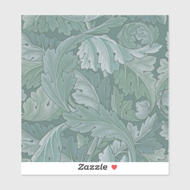 William Morris Acanthus Leaf Teal Blue Pattern Sticker (Sheet)