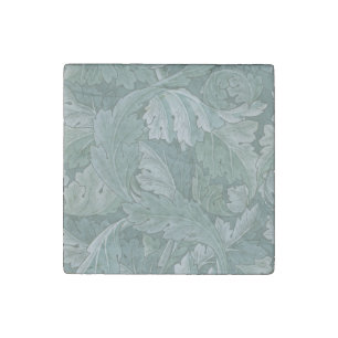 William Morris Acanthus Leaf Teal Blue Pattern Stone Magnet