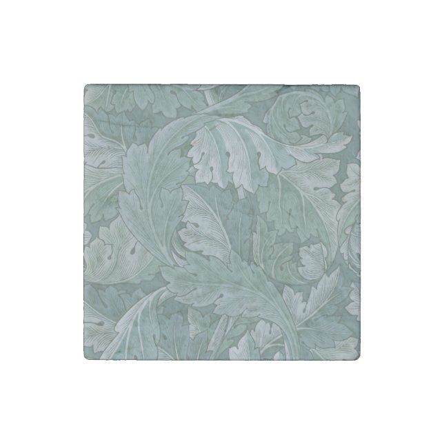 William Morris Acanthus Leaf Teal Blue Pattern Stone Magnet (Front)