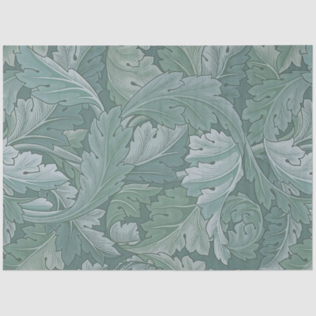 William Morris Acanthus Leaf Teal Blue Pattern Tissue Paper (Front)