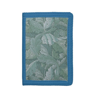William Morris Acanthus Leaf Teal Blue Pattern Trifold Wallet