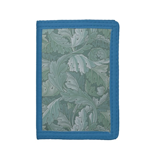 William Morris Acanthus Leaf Teal Blue Pattern Trifold Wallet (Front Vertical)