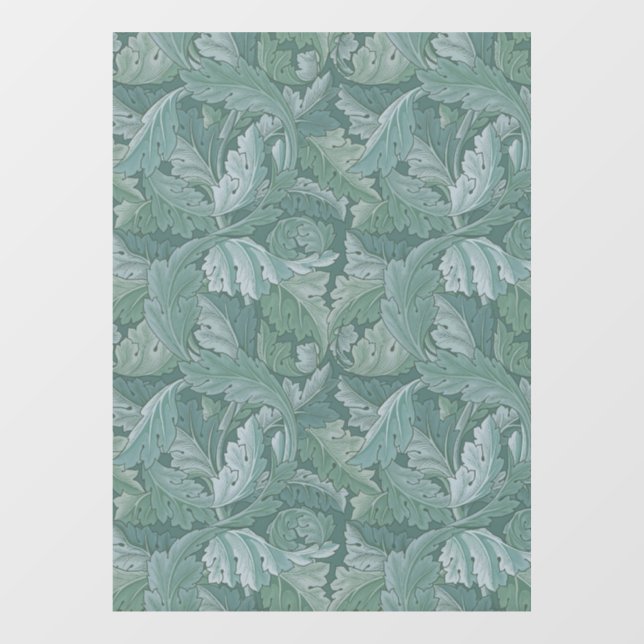 William Morris Acanthus Leaf Teal Blue Pattern Window Cling (Sheet)