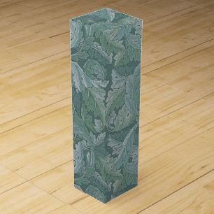 William Morris Acanthus Leaf Teal Blue Pattern Wine Box