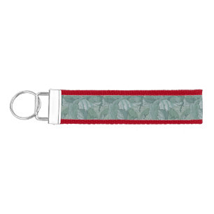 William Morris Acanthus Leaf Teal Blue Pattern Wrist Keychain