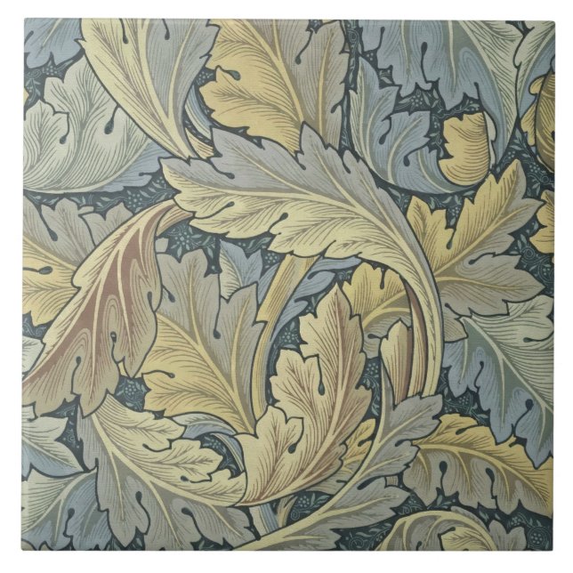 William Morris Acanthus Leaves Floral Art Nouveau Ceramic Tile (Front)