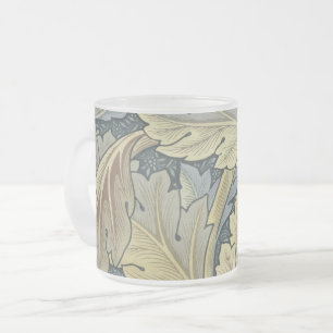 William Morris Acanthus Leaves Floral Art Nouveau Frosted Glass Coffee Mug