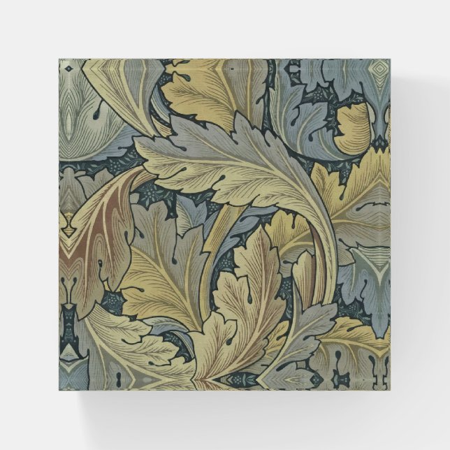 William Morris Acanthus Leaves Floral Art Nouveau Paperweight (Front)