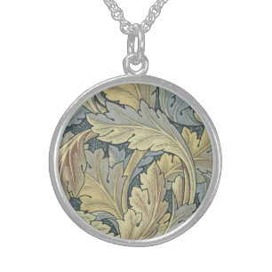 William Morris Acanthus Leaves Floral Art Nouveau Sterling Silver Necklace