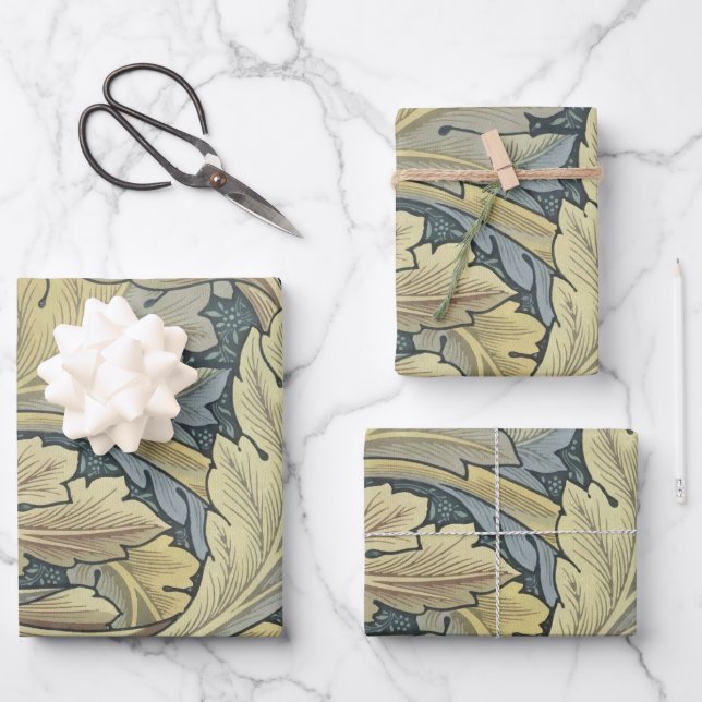 William Morris Acanthus Leaves Floral Art Nouveau Wrapping Paper Sheets (Front)