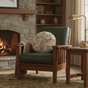 William Morris Acanthus Mission Style Accent  Round Pillow