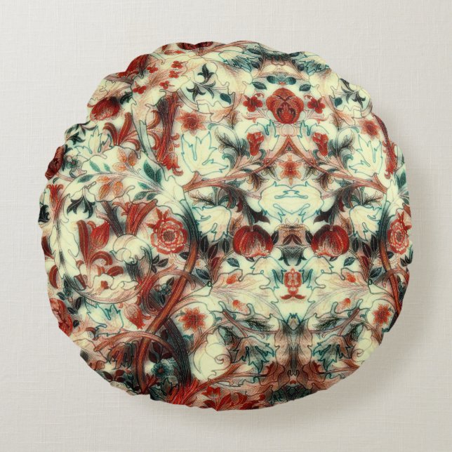 William Morris Acanthus Portiere Altered Art Round Pillow (Front)