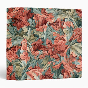 William Morris Acanthus Rust Red Sage Green 3 Ring Binder