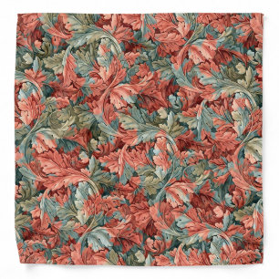 William Morris Acanthus Rust Red Sage Green Bandana