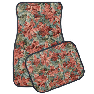 William Morris Acanthus Rust Red Sage Green Car Floor Mat