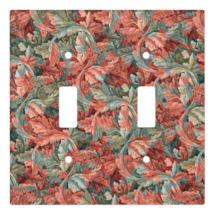 William Morris Acanthus Rust Red Sage Green Light Switch Cover