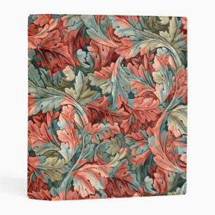 William Morris Acanthus Rust Red Sage Green Mini Binder