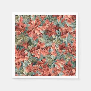 William Morris Acanthus Rust Red Sage Green Napkins