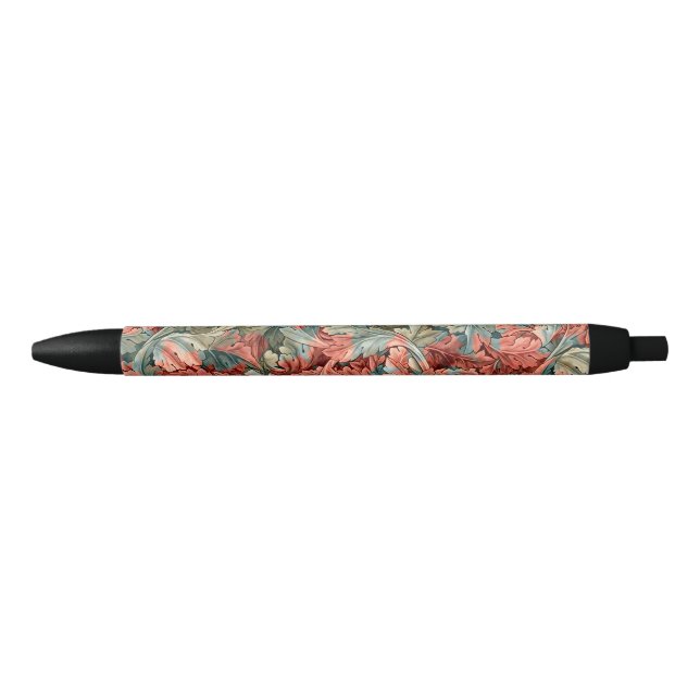 William Morris Acanthus Rust Red Sage Green Pen (Front)