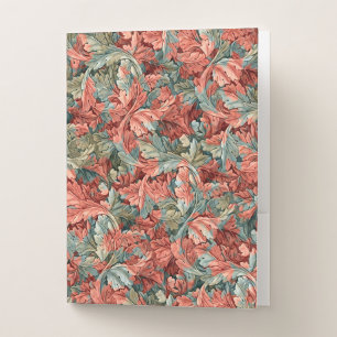 William Morris Acanthus Rust Red Sage Green Pocket Folder
