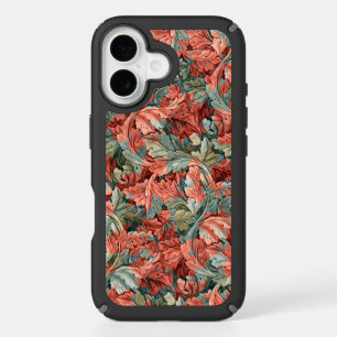 William Morris Acanthus Rust Red Sage Green iPhone 16 Case