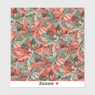 William Morris Acanthus Rust Red Sage Green Sticker