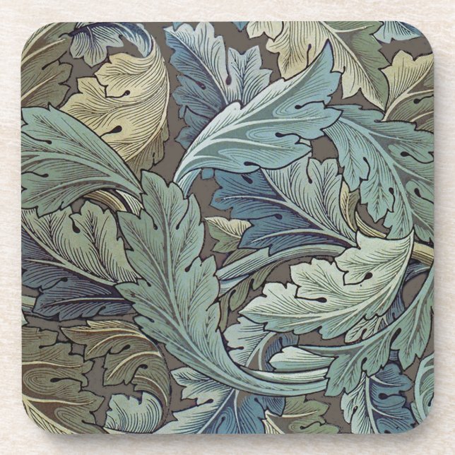 William Morris Acanthus Sage Flower Floral Botanic Beverage Coaster (Front)