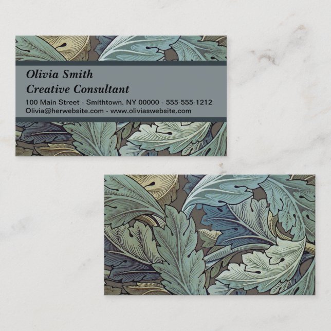 William Morris Acanthus Sage Flower Floral Botanic Business Card (Front/Back)