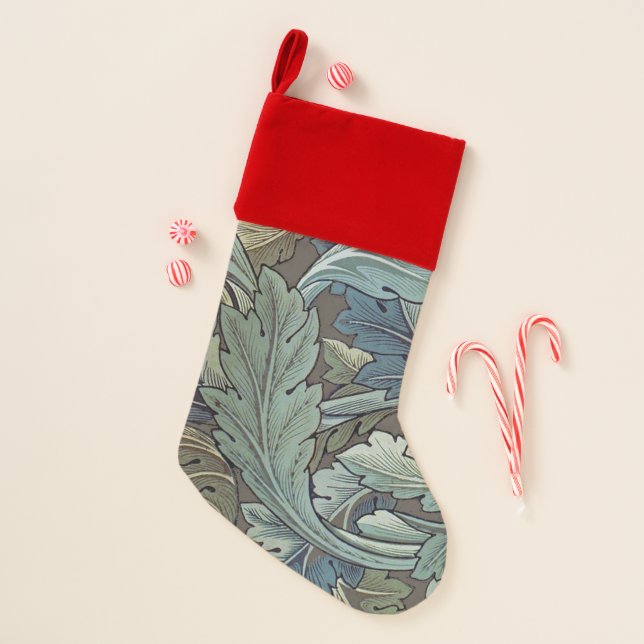 William Morris Acanthus Sage Flower Floral Botanic Christmas Stocking (Front)