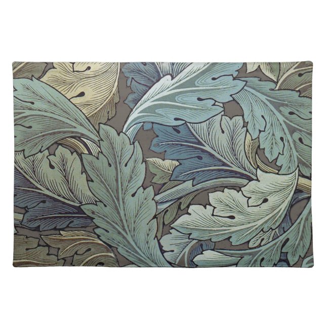William Morris Acanthus Sage Flower Floral Botanic Cloth Placemat (Front)