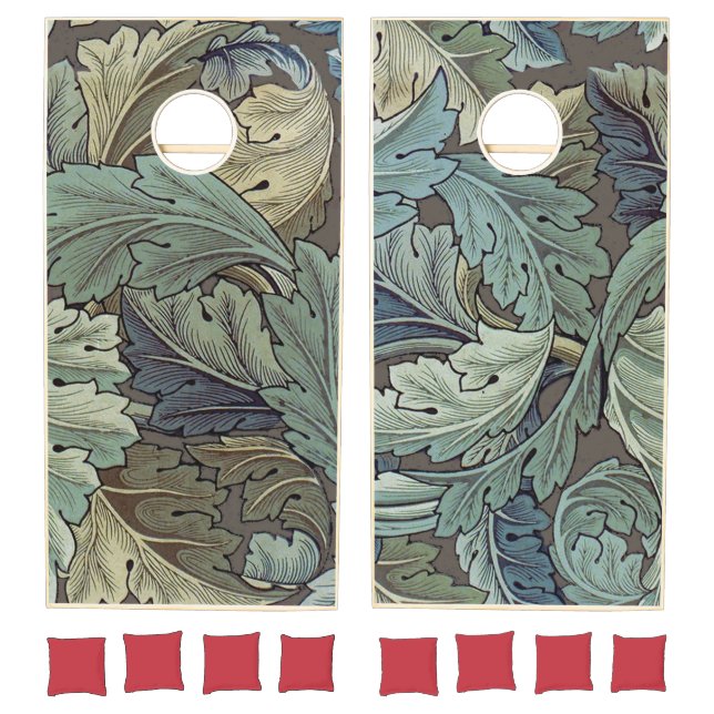 William Morris Acanthus Sage Flower Floral Botanic Cornhole Set (Set)