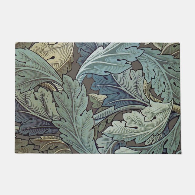 William Morris Acanthus Sage Flower Floral Botanic Doormat (Front)