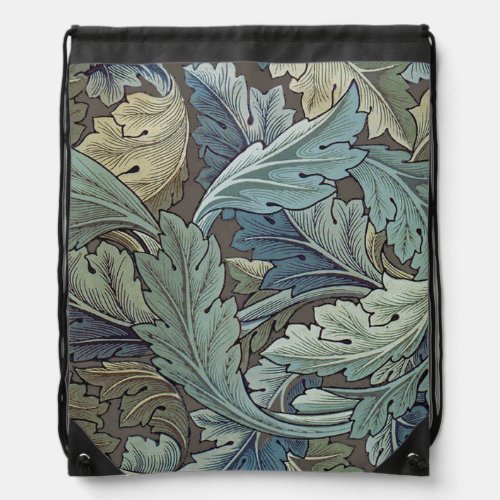 William Morris Acanthus Sage Flower Floral Botanic Drawstring Bag