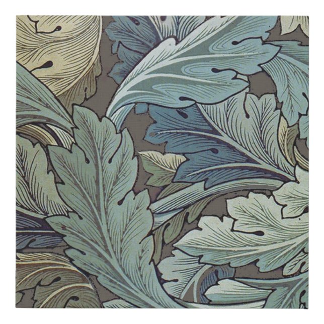 William Morris Acanthus Sage Flower Floral Botanic Faux Canvas Print (Front)
