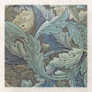 William Morris Acanthus Sage Flower Floral Botanic Glass Coaster