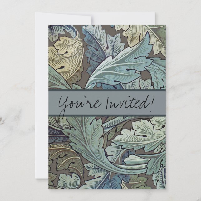 William Morris Acanthus Sage Flower Floral Botanic Invitation (Front)