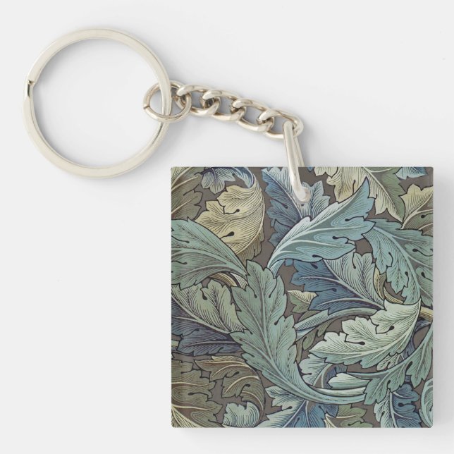 William Morris Acanthus Sage Flower Floral Botanic Keychain (Front)