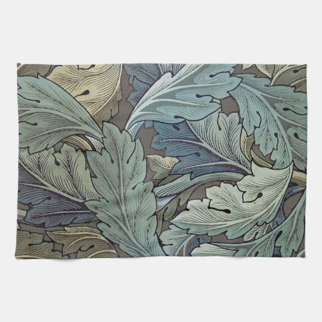 William Morris Acanthus Sage Flower Floral Botanic Kitchen Towel (Horizontal)