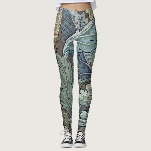 William Morris Acanthus Sage Flower Floral Botanic Leggings