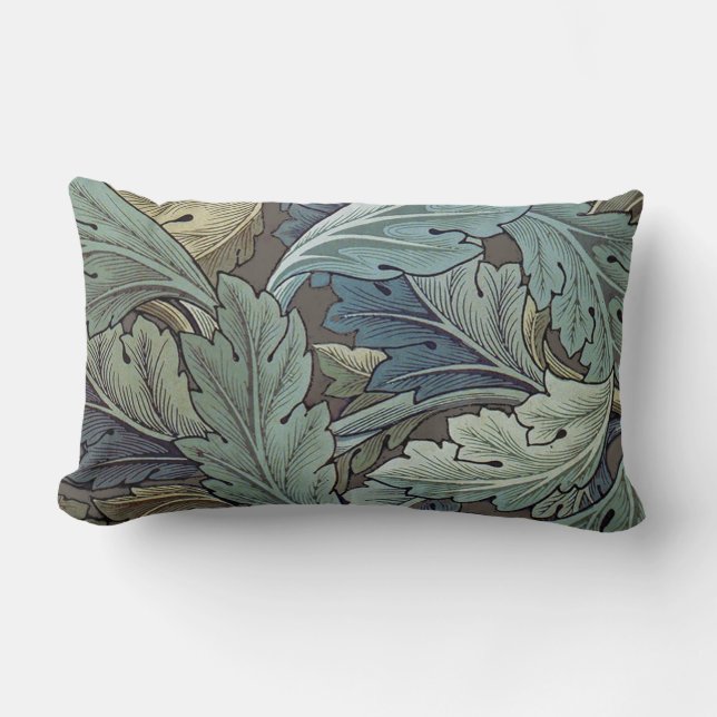 William Morris Acanthus Sage Flower Floral Botanic Lumbar Pillow (Front)