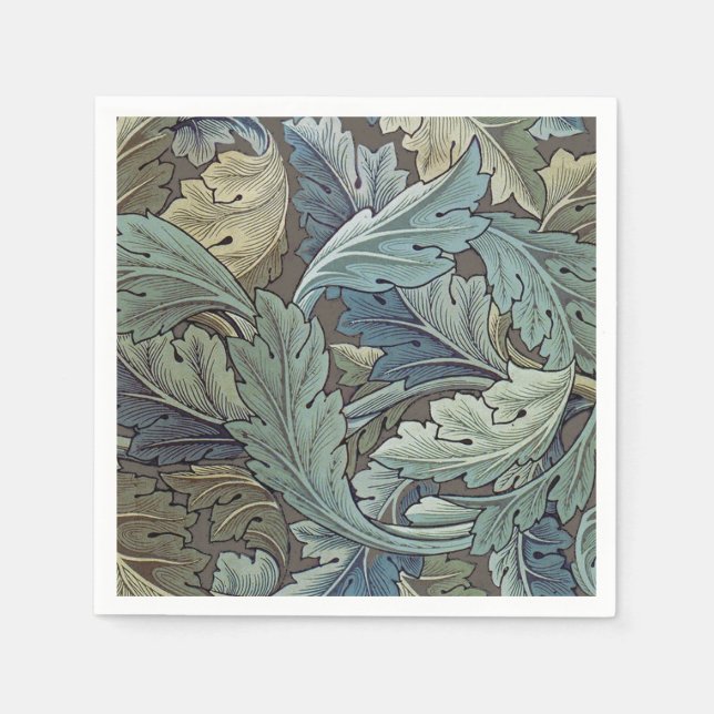 William Morris Acanthus Sage Flower Floral Botanic Napkins (Front)