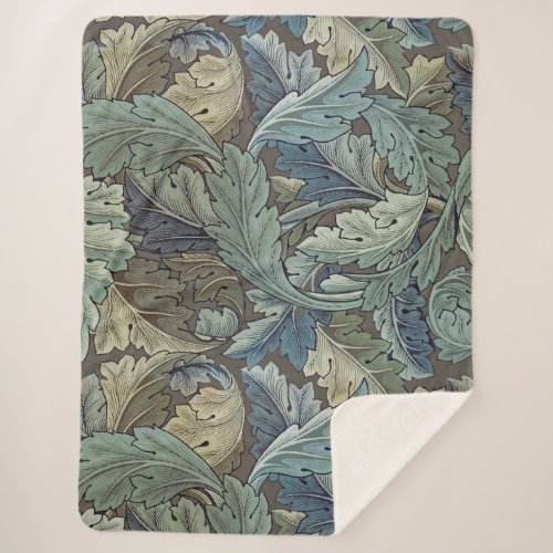 William Morris Acanthus Sage Flower Floral Botanic Sherpa Blanket