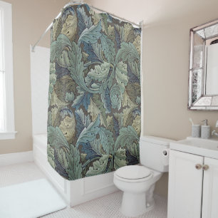 William Morris Acanthus Sage Flower Floral Botanic Shower Curtain