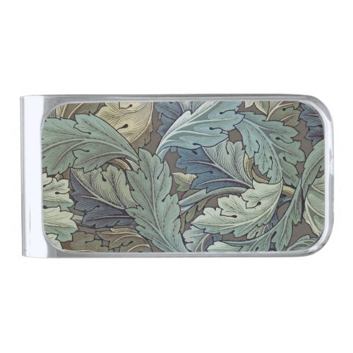 William Morris Acanthus Sage Flower Floral Botanic Silver Finish Money Clip