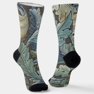 William Morris Acanthus Sage Flower Floral Botanic Socks