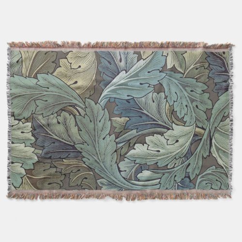 William Morris Acanthus Sage Flower Floral Botanic Throw Blanket